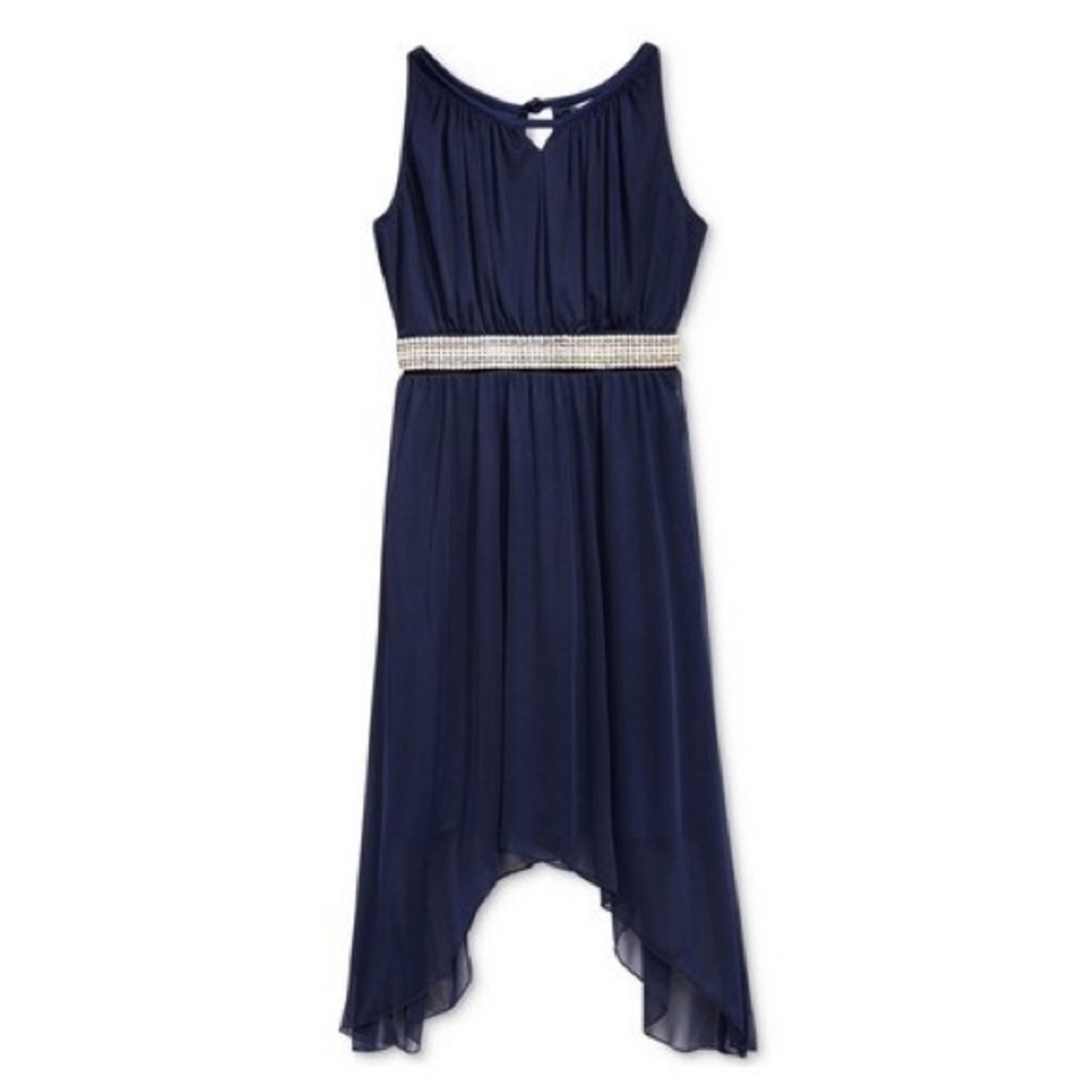 Crystal doll navy blue dress girls size 8